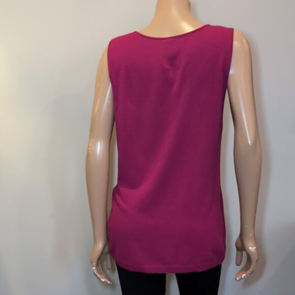 3/$20 Tribal Knit Top Sleeveless Sweater Tank Magenta Berry Tunic Size Large - Picture 5 of 10